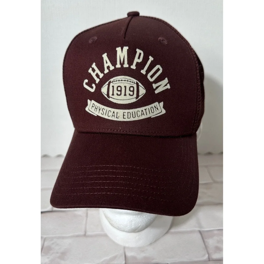 Champion 1919 Physical Education Maroon Mesh Trucker Hat Adjustable